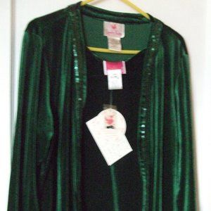 Quacker Factory Green Sequined Stretch Velour Set